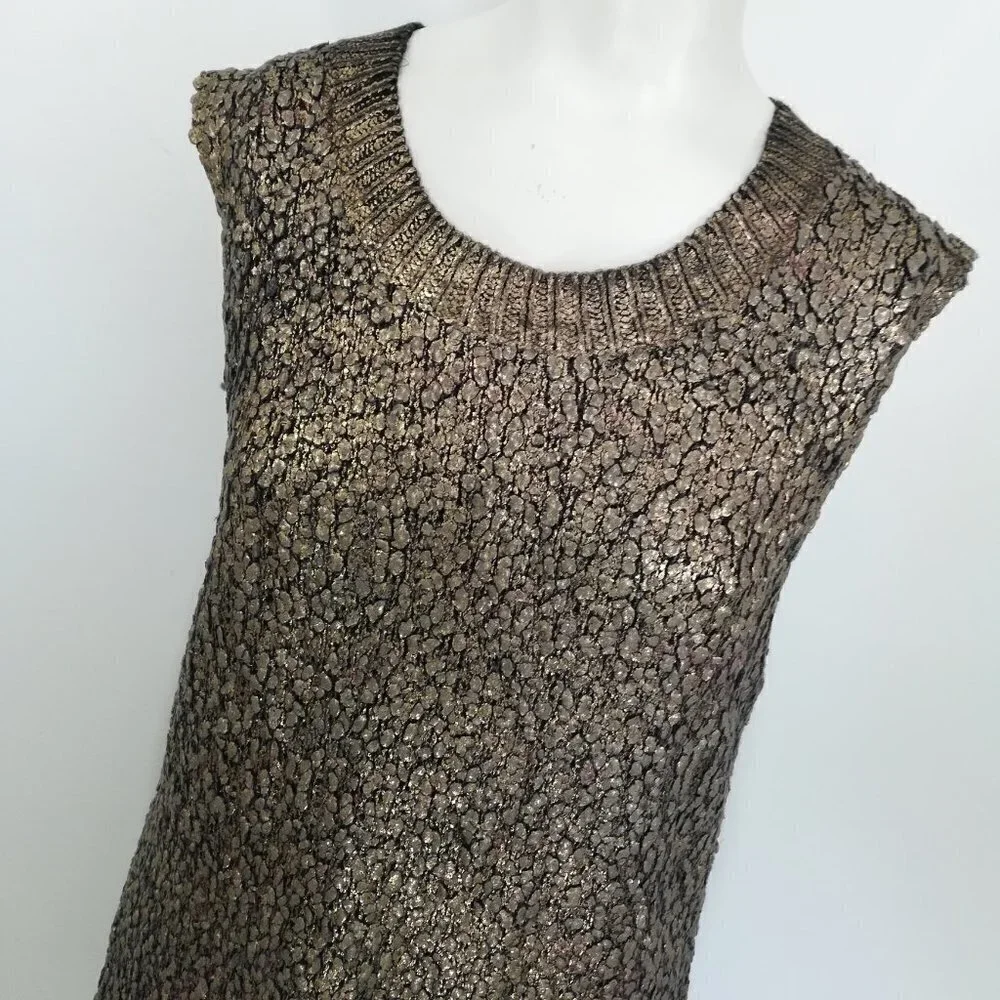 Lelis Sleeveless Tunic Sweater Size M Gold Blue